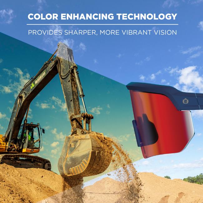 The glasses use color enhancing technology, which provides sharper, more vibrant vision, improving clarity in bright environments.