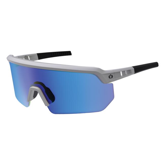 3q view of matte gray frame ice blue lens high contrast safety glasses