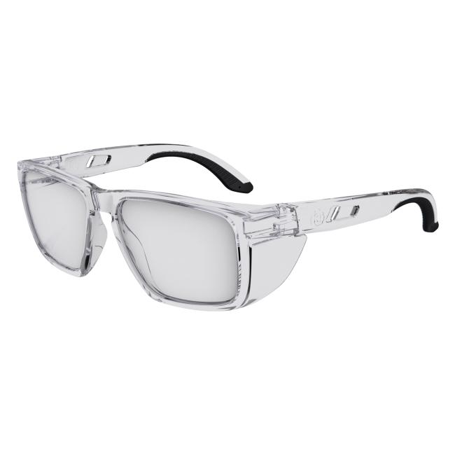 3q view of clear sixten safety glasses