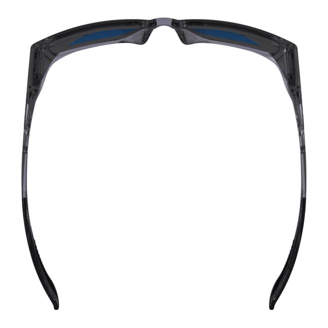 Overhead view of smoke blue mirror lens sixten safety glasses