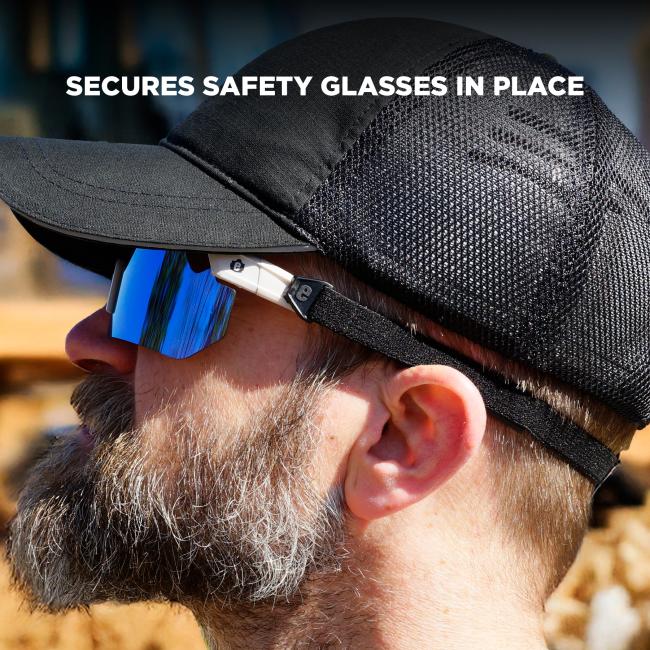 Secures safety glasses in place