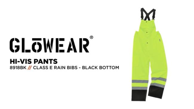 Hi-Vis Waterproof Rain Bibs - Black Bottoms | Ergodyne