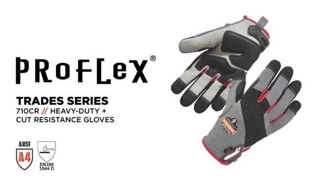 Ergodyne ProFlex 710BLK Work Gloves 17566, Size 2XL, Tena-Grip, Black