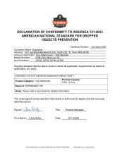 squids 3790 tool shackle ansi isea 121 2023 certificate of compliance pdf