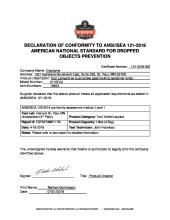 squids ansi isea 121 2018 certificate of compliance 3110fx pdf