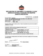 squids ansi isea 121 2018 certificate of compliance 3115 pdf