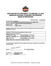 squids ansi isea 121 2018 certificate of compliance 3157 pdf
