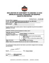 squids ansi isea 121 2018 certificate of compliance 3175 pdf