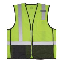 Front view of lime 8210zbk mesh hi vis safety vest