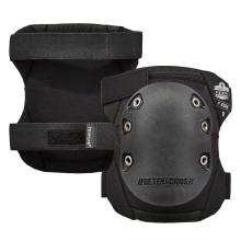Pair of black knee pads featuring a hard rubber cap, wide elastic straps, adjustable buckles, and branding that reads “BE TENACIOUS” and “ProFlex by Ergodyne.”