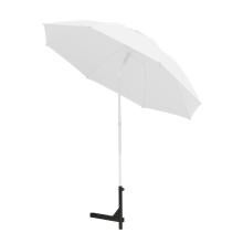 Large white umbrella canopy on a white pole with a black adjustable mounting bracket and base.