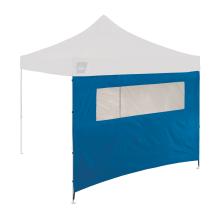 Shows the pop up tent sidewall with mesh window installed on a shelter frame. Demonstrates how the sidewall attaches to the tent legs and frame.
