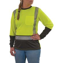 3q of lime class 2 womens hi-vis long sleeve t-shirt on model
