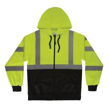 Front of lime class 3 hi-vis zip-up hoodie