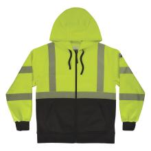 Front of lime class 3 zip-up hi-vis hoodie