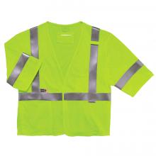 Front of fr hi-vis safety vest with folded sleeve