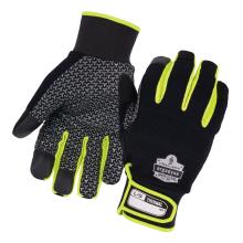 Insulated freezer gloves with palm and dorsal view.