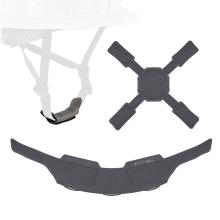 Safety helmet chin strap pad, top pad and sweatband pictured