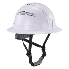 3q view of white full brim safety helmet