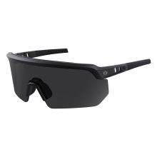 3q view of black frame smoke lens high contrast safety glasses