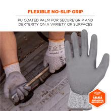 Flexible no-slip grip: PU coated palm for secure grip and dexterity on a variety of surfaces. Abrasion resistant.