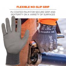 Flexible no-slip grip: PU coated palm for secure grip and dexterity on a variety of surfaces.