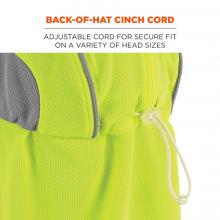 Back-of-hat cinch cord: adjustable cord for secure fit on a variety of head sizes