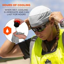 hours of cooling: when wet, cooling is immediate and can last for hours.