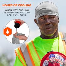 hours of cooling: when wet, cooling is immediate and can last for hours.