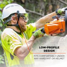 low-profile design: fits comfortably under any hard hat or helmet.