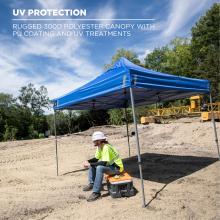 UV protection: rugged 300D polyester canopy with PU coating and UV treatments.