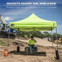 Protects against sun, wind and rain. Rugged 300D polyester with PU and UV coatings