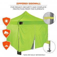 Zippered sidewall. For privacy, security and complete protection from the elements. Shelter sold separately.