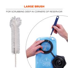 Large brush for scrubbing deep in corners of reservoir.