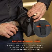 Belt/attachment loop: hook and loop strap loops around belts or gear without having to remove. *Fits belts smaller than 2in(5.1cm)