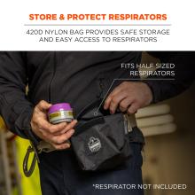 Store and protect respirators: 420D nylon bag provides safe storage and easy access to respirators. Fits half-size respirators. *respirator not included. 