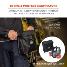 Store and protect respirators: 420D nylon bag provides safe storage and easy access to respirators. Fits full or half-size respirators. *respirator not included. 