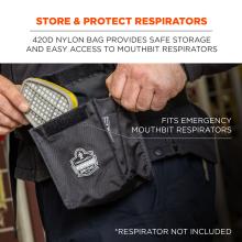 Store and protect respirators: 420D nylon bag provides safe storage and easy access to mouthbit respirators. Fits emergency mouthbit respirators. *respirator not included. 