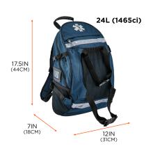 Size chart. 24L (1465ci). 12in(31cm) x 7in(18cm) x 17.5in(44cm)