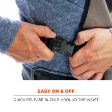 Easy on & off: quick release buckle around the waist.