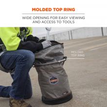 Arsenal 5973 Large Nylon Hoist Bucket Bag - D-Rings, Zipper Top