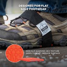 Designed for flat-sole footwear: non-slip diamon hex texture grips to boot or shoe surface