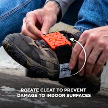 Rotate cleat to prevent damage to indoor surfaces