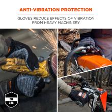 Anti-vibration protection: gloves reduce effects of vibration from heavy machinery. EN 388 compliant