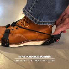 stretchable rubber: stretches to fit most footwear