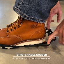 stretchable rubber: stretches to fit most footwear