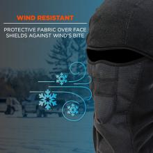 Wind resistant. Protective fabric over face shields against wind's bite.