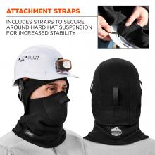 Attachment straps: includes straps to secure around hard hat suspension for increased stability