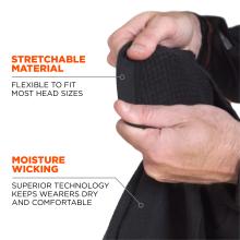stretchable material: flexible to fit most head sizes. moisture wicking: superior technology keeps wearers dry and comfortable