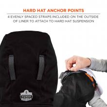 Hard hat anchor points: 4 evenly spaced straps included on the outside of liner to attach to hard hat suspension